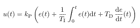 u(t)=kp(e(t)+int(e(t))/Ti+Td.de/dt)